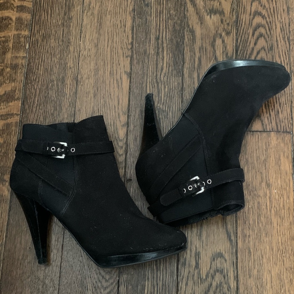 Black suede booties
